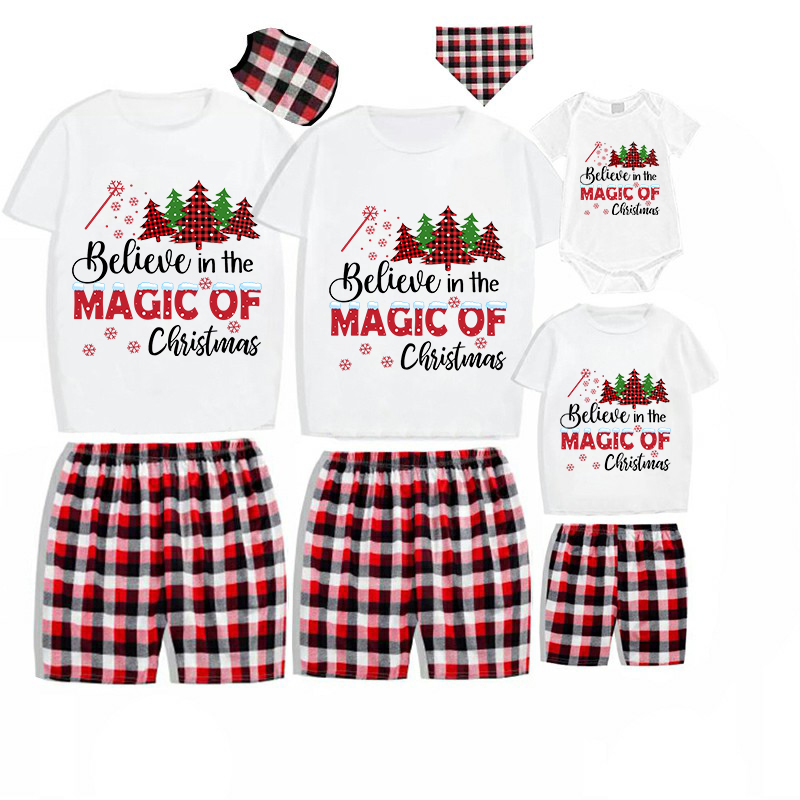 Christmas Matching Family Pajamas Believe Christmas Tree Short Pajamas Set