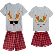 Christmas Couple Pajamas Matching Sets Deer Reindeer Adult Loungwear Short Pajamas Set