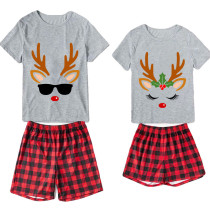 Christmas Couple Pajamas Matching Sets Deer Reindeer Adult Loungwear Short Pajamas Set