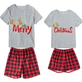 Christmas Couple Pajamas Matching Sets Deer Merry Christmas Adult Loungwear Short Pajamas Set