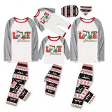 Christmas Matching Family Pajamas Love Snowman Christmas Gray Reindeer Pants Pajamas Set