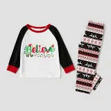 Christmas Matching Family Pajamas Believe String Light Gray Reindeer Pants Pajamas Set
