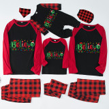 Christmas Matching Family Pajamas Believe String Light Black White Plaids Pajamas Set