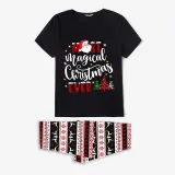 Christmas Matching Family Pajamas Magical Christmas Tree Black Reindeer Pants Pajamas Set
