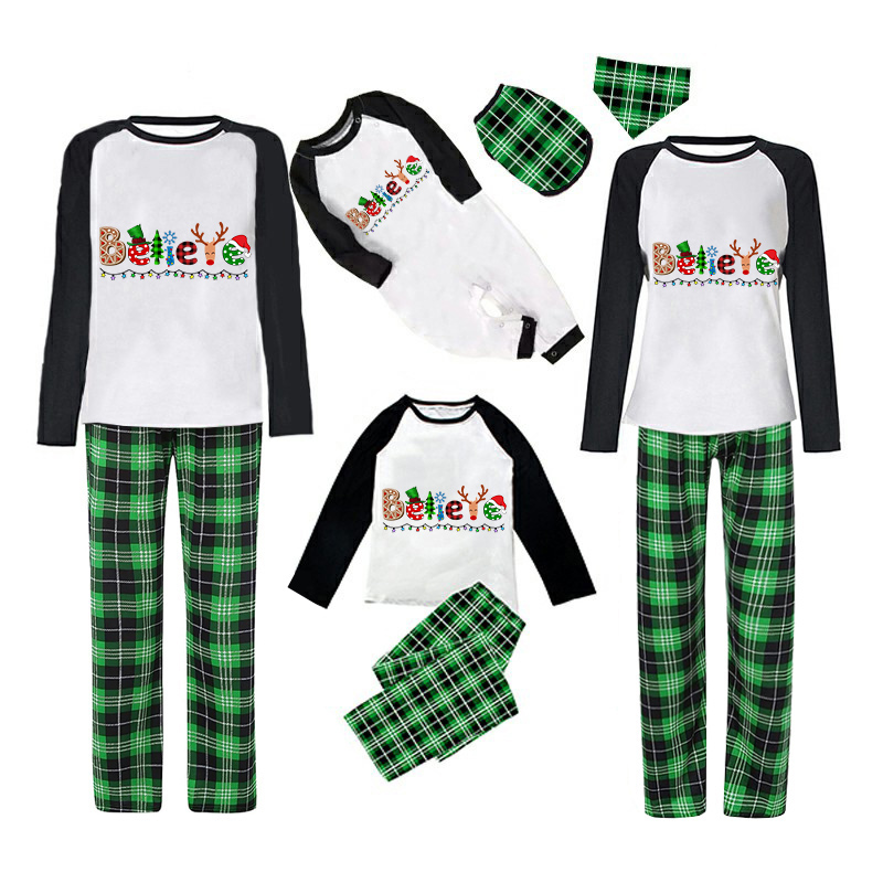 Christmas Matching Family Pajamas Believe Gingerbread Man Green Pajamas Set