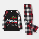 Christmas Matching Family Pajamas Believe Christmas Tree Black White Plaids Pajamas Set