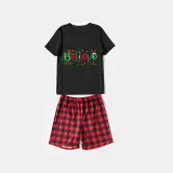 Christmas Matching Family Pajamas Believe String Light Black Pajamas Set
