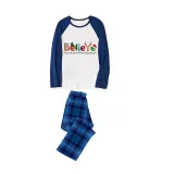 Christmas Matching Family Pajamas Believe String Light Blue Pajamas Set