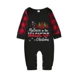 Christmas Matching Family Pajamas Believe Christmas Tree Black Pajamas Set