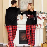 Christmas Couple Pajamas Matching Sets Christmas King & Queen Adult Loungwear Black Pajamas Set