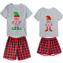 Christmas Couple Pajamas Matching Sets Mr & Mrs ELF Adult Loungwear Short Pajamas Set