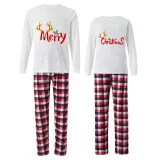 Christmas Couple Pajamas Matching Sets Deer Merry Christmas Adult Loungwear Gray Pajamas Set