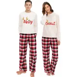 Christmas Couple Pajamas Matching Sets Deer Merry Christmas Adult Loungwear Gray Pajamas Set