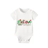 Christmas Matching Family Pajamas Believe String Light Short Pajamas Set