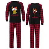 Christmas Couple Pajamas Matching Sets Man Reinbeer & Women Winedeer Adult Loungwear Gray Pajamas Set