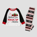 Christmas Matching Family Pajamas Believe Christmas Tree Gray Reindeer Pants Pajamas Set