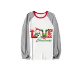 Christmas Matching Family Pajamas Love Snowman Christmas Gray Reindeer Pants Pajamas Set