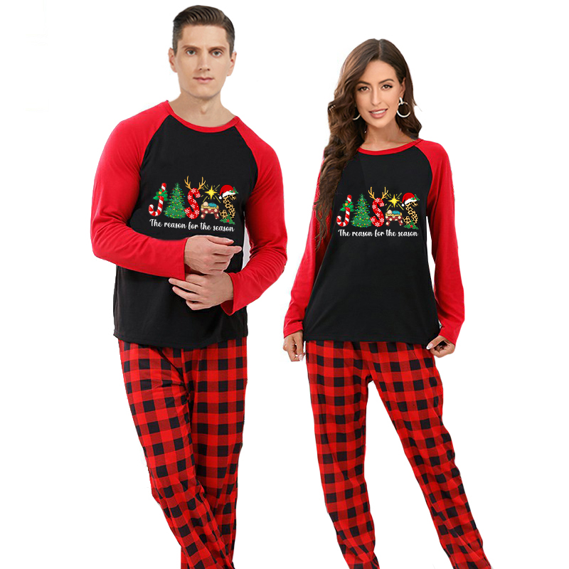 Christmas Couple Pajamas Matching Sets Christmas Jeaus Adult Loungwear Black Pajamas Set