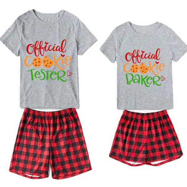 Christmas Couple Pajamas Matching Sets Official Cookie Tester & Baker Adult Loungwear Short Pajamas Set
