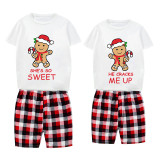 Christmas Couple Pajamas Matching Sets Sweet Gingerbread Man Adult Loungwear Short Pajamas Set