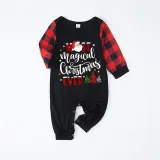 Christmas Matching Family Pajamas Magical Christmas Tree Black White Plaids Pajamas Set