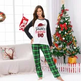 Christmas Couple Pajamas Matching Sets Santa's Favourite HO Adult Loungwear Green Pajamas Set