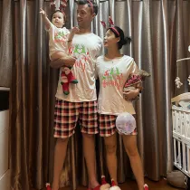 Christmas Matching Family Pajamas Snowflake Love My Family Short Pajamas Set