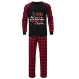 Christmas Matching Family Pajamas Believe Christmas Tree Black Pajamas Set