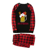 Christmas Couple Pajamas Matching Sets Man Reinbeer & Women Winedeer Adult Loungwear Gray Pajamas Set