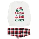 Christmas Couple Pajamas Matching Sets Dear Santa She's & He's The Naughty Ones Adult Loungwear White Pajamas Set