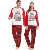 Christmas Couple Pajamas Matching Sets Dear Santa She's & He's The Naughty Ones Adult Loungwear Red Pajamas Set