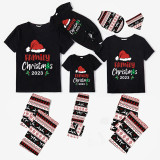 Christmas Matching Family Pajamas 2023 Family Christmas Hat Black Reindeer Pants Pajamas Set