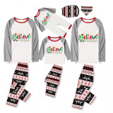 Christmas Matching Family Pajamas Believe String Light Gray Reindeer Pants Pajamas Set