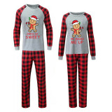 Christmas Couple Pajamas Matching Sets Sweet Gingerbread Man Adult Loungwear Gray Pajamas Set