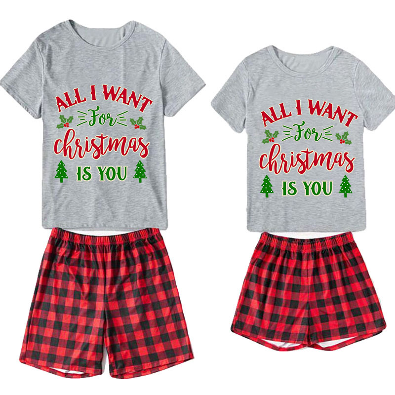 Christmas Couple Pajamas Matching Sets All I Want For Christmas Is You Adult Loungwear Short Pajamas Set