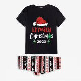 Christmas Matching Family Pajamas 2023 Family Christmas Hat Black Reindeer Pants Pajamas Set