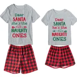 Christmas Couple Pajamas Matching Sets Dear Santa She's & He's The Naughty Ones Adult Loungwear Short Pajamas Set