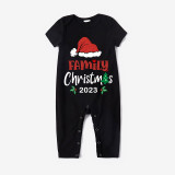 Christmas Matching Family Pajamas 2023 Family Christmas Hat Black Pajamas Set