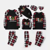 Christmas Matching Family Pajamas Love Snowman Christmas Black White Plaids Pajamas Set