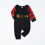 Christmas Matching Family Pajamas Believe Gingerbread Man Black White Plaids Pajamas Set