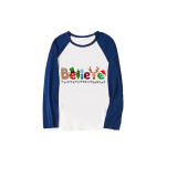 Christmas Matching Family Pajamas Believe String Light Blue Pajamas Set