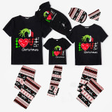 Christmas Matching Family Pajamas Love Christmas Black Reindeer Pants Pajamas Set