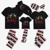 Christmas Matching Family Pajamas Snowflake Love My Family Black Reindeer Pants Pajamas Set