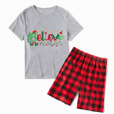 Christmas Matching Family Pajamas Believe String Light Short Pajamas Set