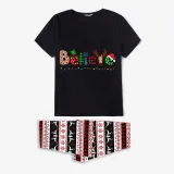 Christmas Matching Family Pajamas Believe Gingerbread Man Black Reindeer Pants Pajamas Set