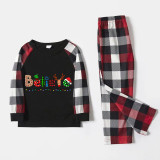 Christmas Matching Family Pajamas Believe Gingerbread Man Black White Plaids Pajamas Set