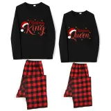 Christmas Couple Pajamas Matching Sets Christmas King & Queen Adult Loungwear Black Pajamas Set