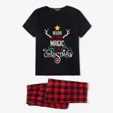 Christmas Matching Family Pajamas Believe In The Magic Of Christmas Black Pajamas Set