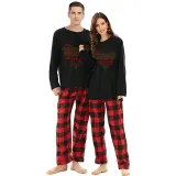 Christmas Couple Pajamas Matching Sets Merry Christmas Mr & Mrs Adult Loungwear Black Pajamas Set