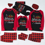 Christmas Matching Family Pajamas Believe Christmas Tree Black White Plaids Pajamas Set